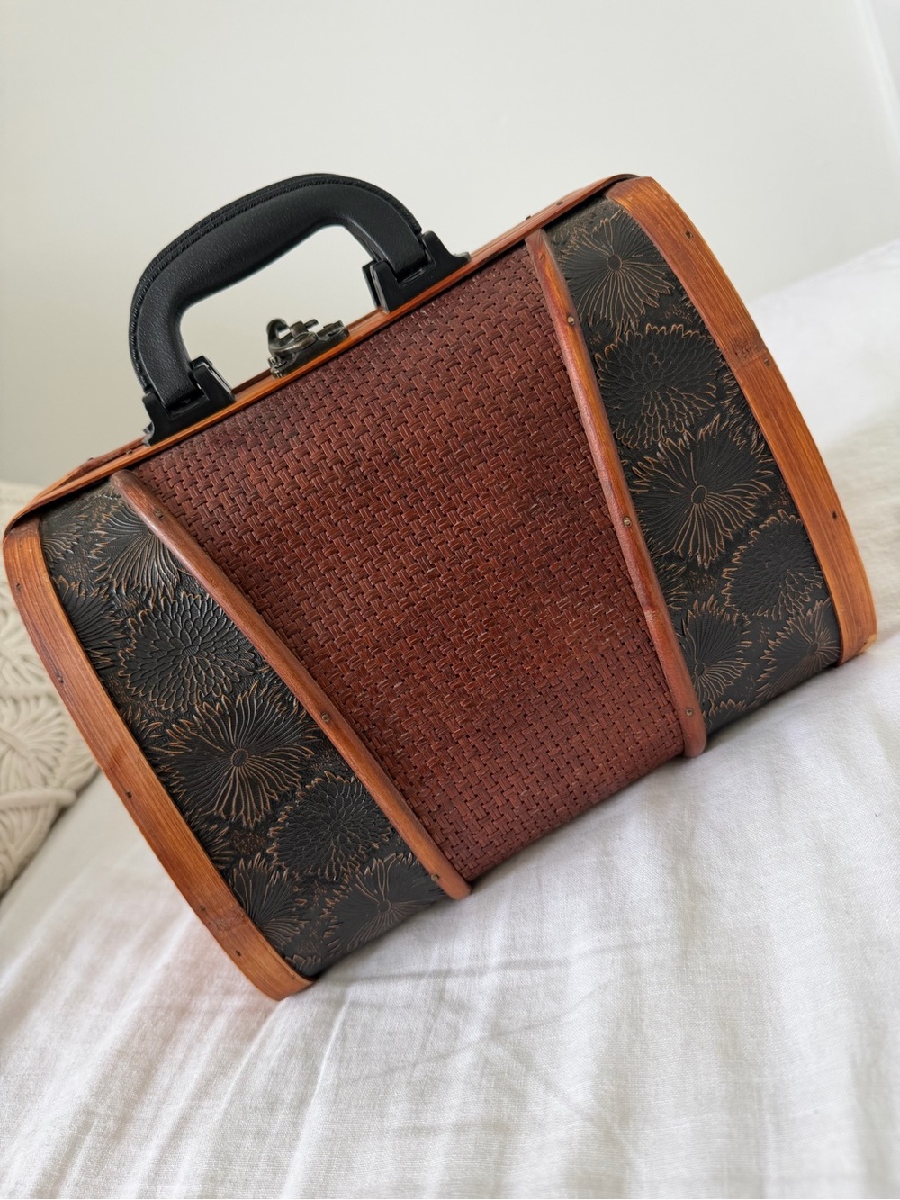 Authentic Vintage Bamboo and Wood Box Purse